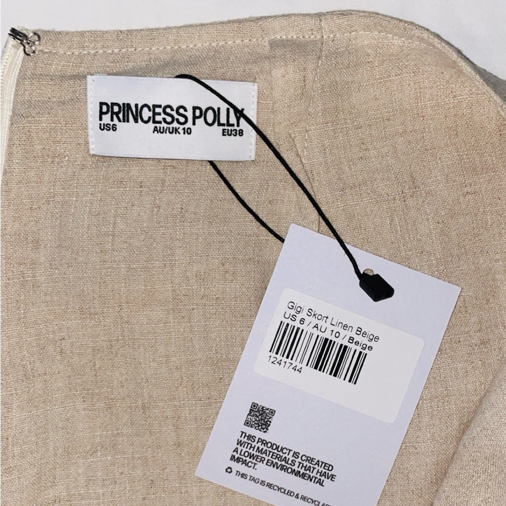 NWT Princess Polly Gigi Beige Linen Skort - Size 6 - Picture 3 of 8